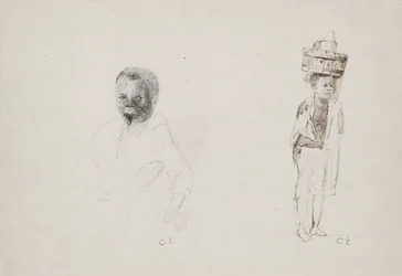 Studien von zwei Jungen mit schwachen Andeutungen einer weiblichen Figur, 1852